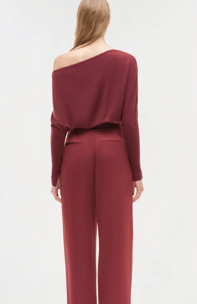 LAVINA OFF SHOULDER SWEATER in CRANBERRY-SIMKHAI-FLOW by nicole