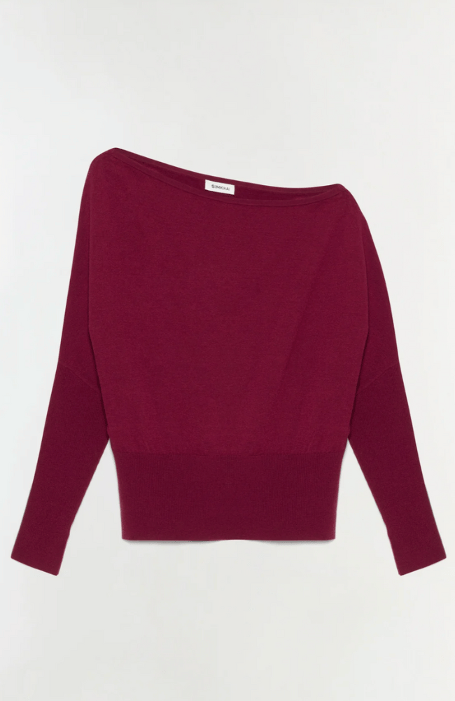 LAVINA OFF SHOULDER SWEATER in CRANBERRY-SIMKHAI-FLOW by nicole