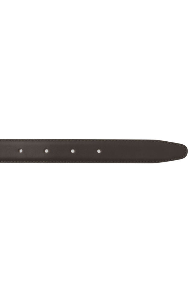 LEATHER SQUARE BUCKLE BELT in DARK BROWN-FRAME-FLOW by nicole