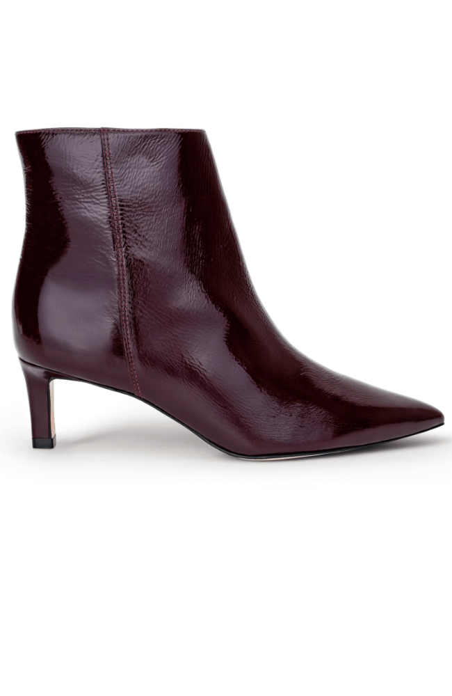 LILLY KITTEN HEEL BOOTIE in WINE PATENT-L'AGENCE-FLOW by nicole