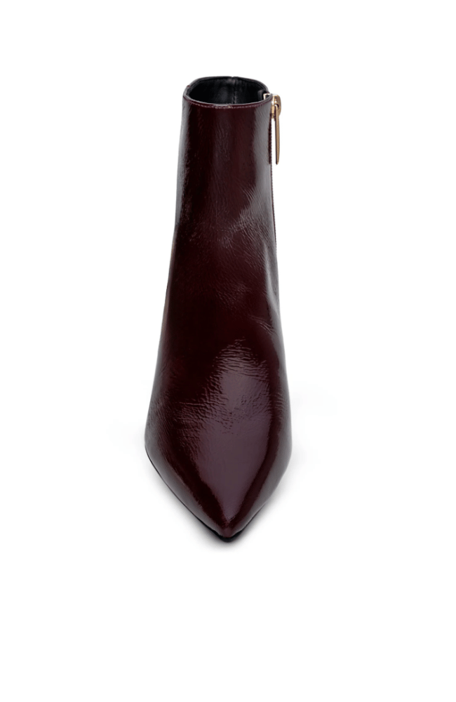 LILLY KITTEN HEEL BOOTIE in WINE PATENT-L'AGENCE-FLOW by nicole