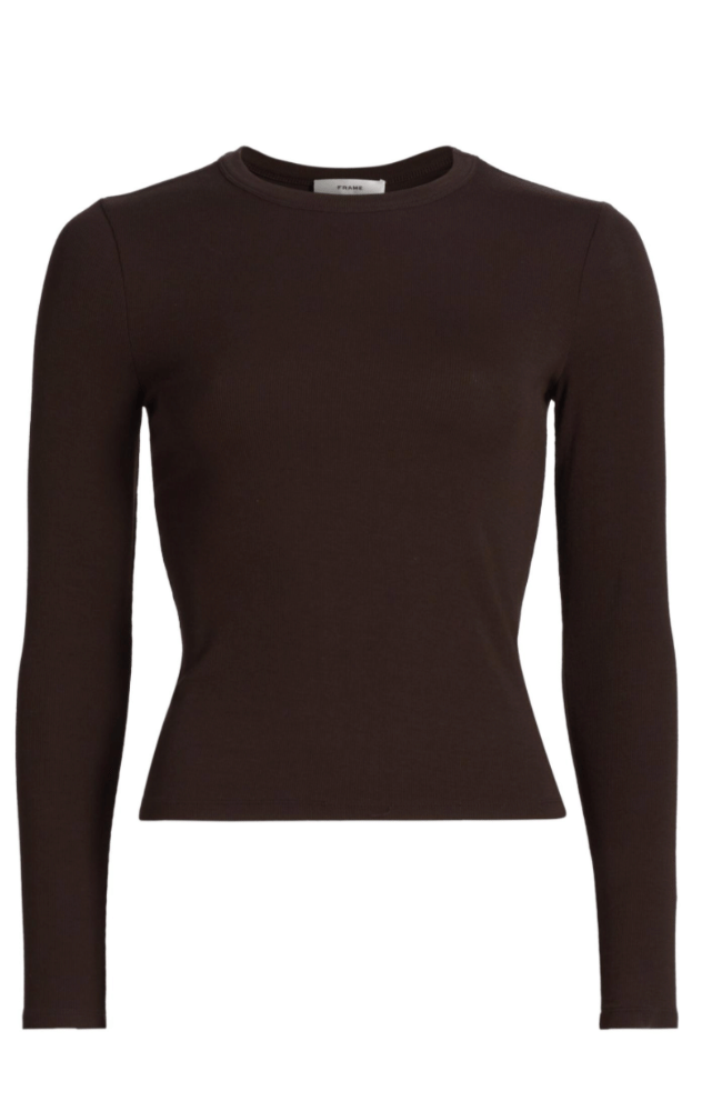 LONG SLEEVE RIM CREW in COFFEE-FRAME-FLOW by nicole