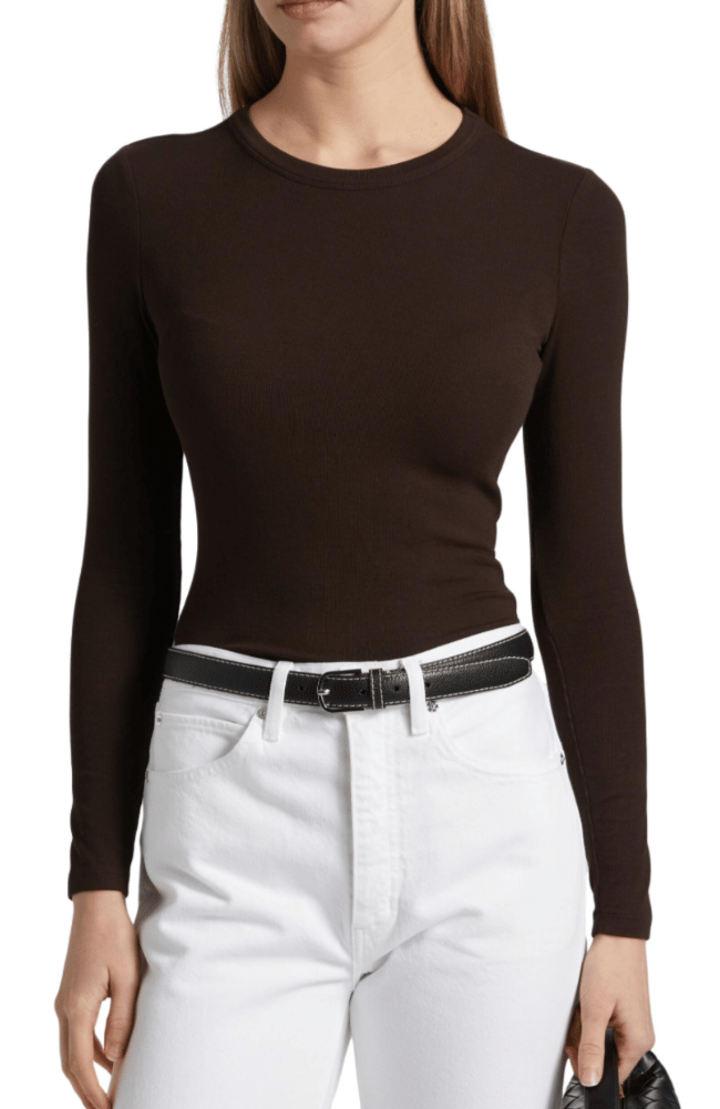 LONG SLEEVE RIM CREW in COFFEE-FRAME-FLOW by nicole