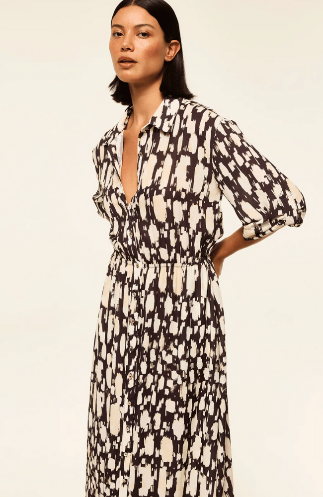 LOURDES DRESS in ABSTRACT GEO-MISA LOS ANGELES-FLOW by nicole