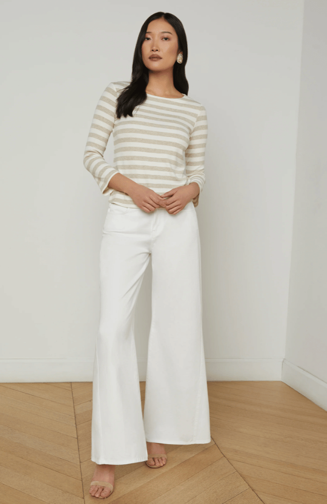 LUCILLE BOATNECK SHIRT IVORY MARBLE STRIPE-L'AGENCE-FLOW by nicole