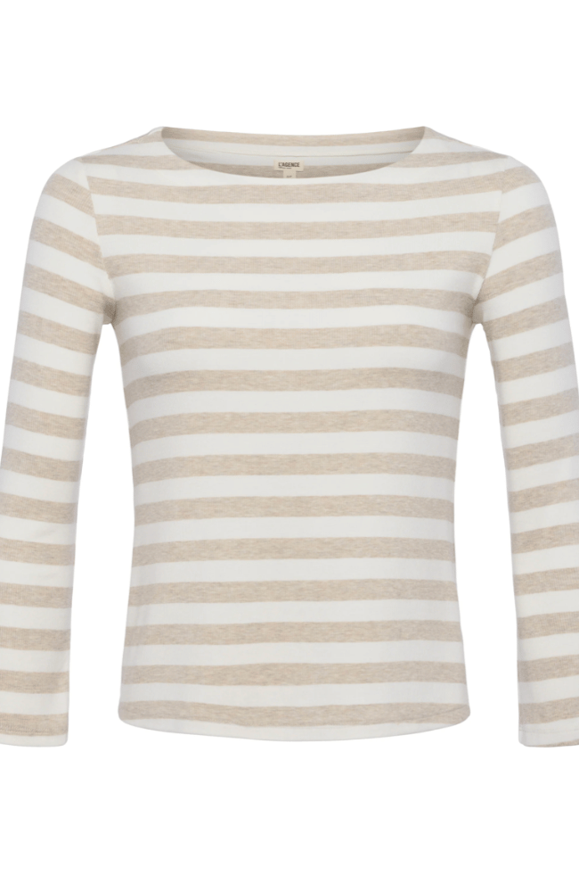LUCILLE BOATNECK SHIRT IVORY MARBLE STRIPE-L&#39;AGENCE-FLOW by nicole