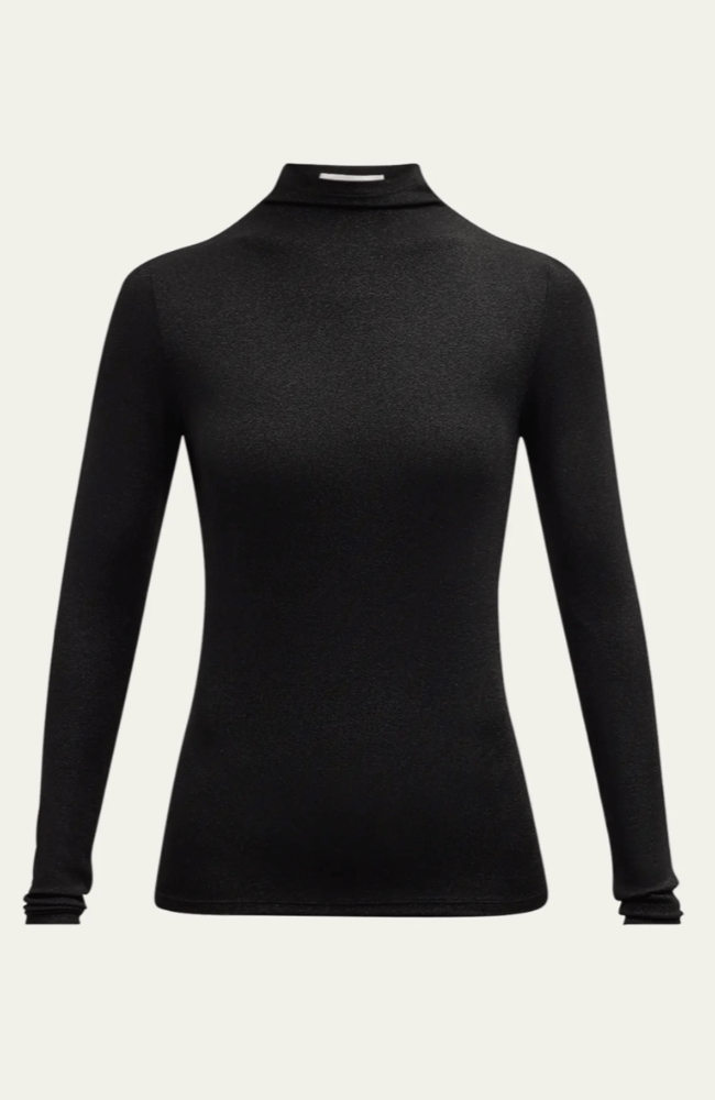 LUREX TURTLENECK TOP in BLACK-FRAME-FLOW by nicole