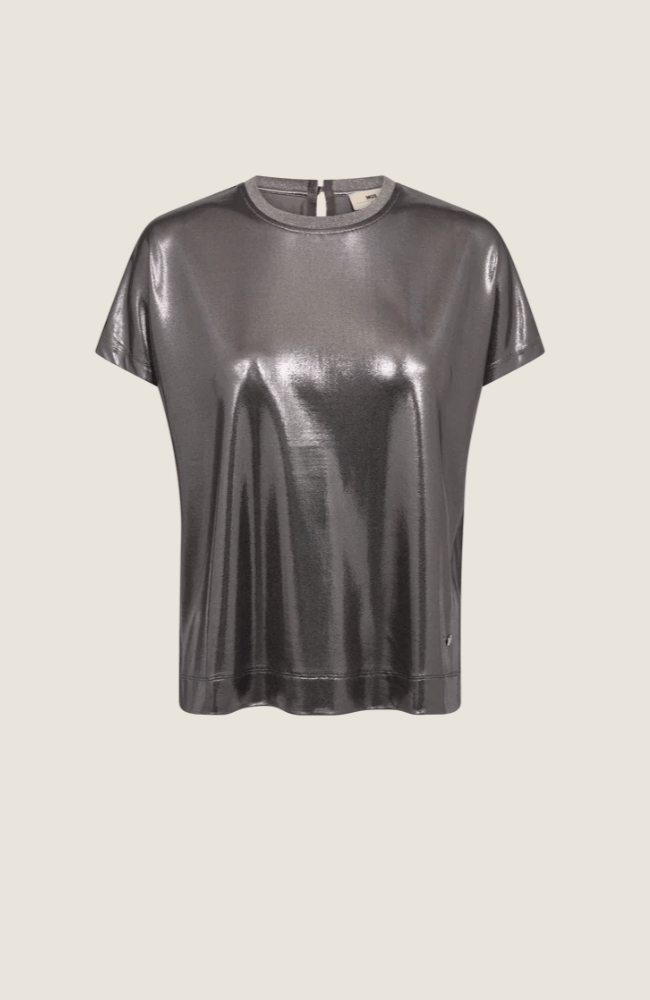 M M NIVOLA O-NECK METALLIC TEE in MOCKINGBIRD-MOS MOSH-FLOW by nicole