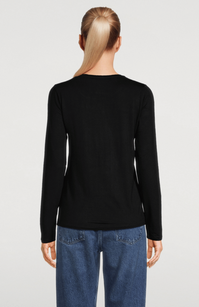 MACHINE WASHABLE CASHMERE CREWNECK - BLACK-MAJESTIC FILATURES-FLOW by nicole