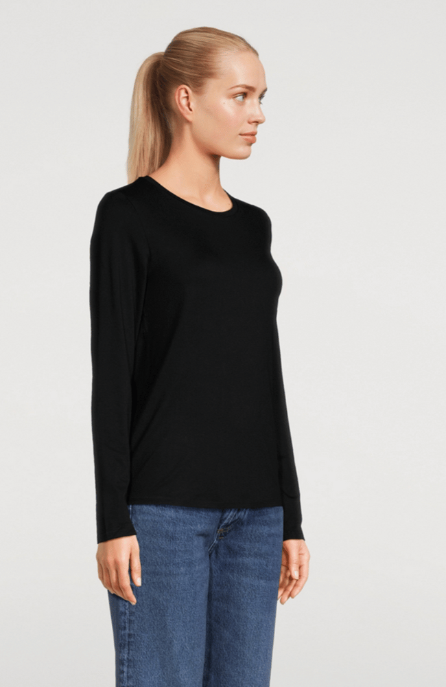 MACHINE WASHABLE CASHMERE CREWNECK - BLACK-MAJESTIC FILATURES-FLOW by nicole