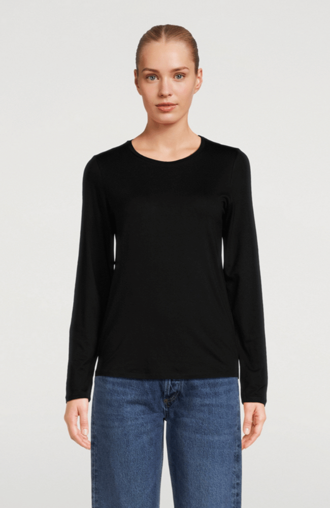 MACHINE WASHABLE CASHMERE CREWNECK - BLACK-MAJESTIC FILATURES-FLOW by nicole