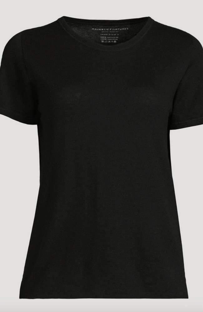 MACHINE WASHABLE CASMHERE T-SHIRT in BLACK-MAJESTIC FILATURES-FLOW by nicole