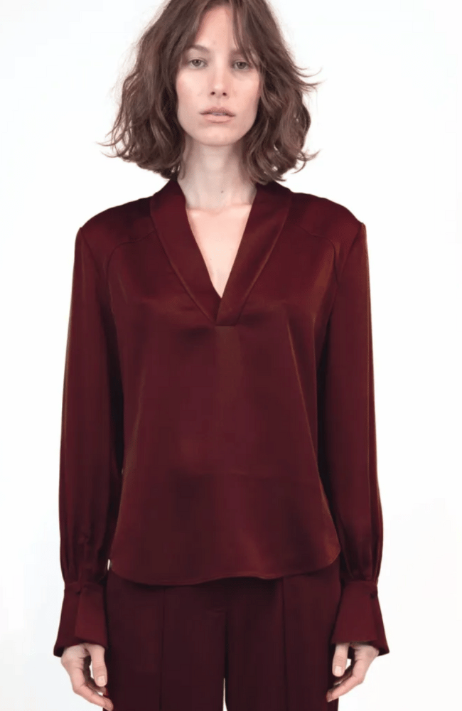 MAISEY BLOUSE in OXBLOOD-SIMKHAI-FLOW by nicole