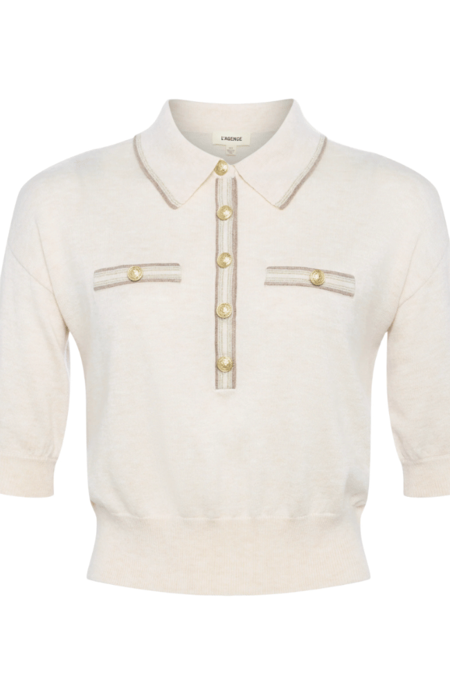 MASAKI COLLARED SWEATER in PARCHMENT CAPPUCCINO-L&#39;AGENCE-FLOW by nicole