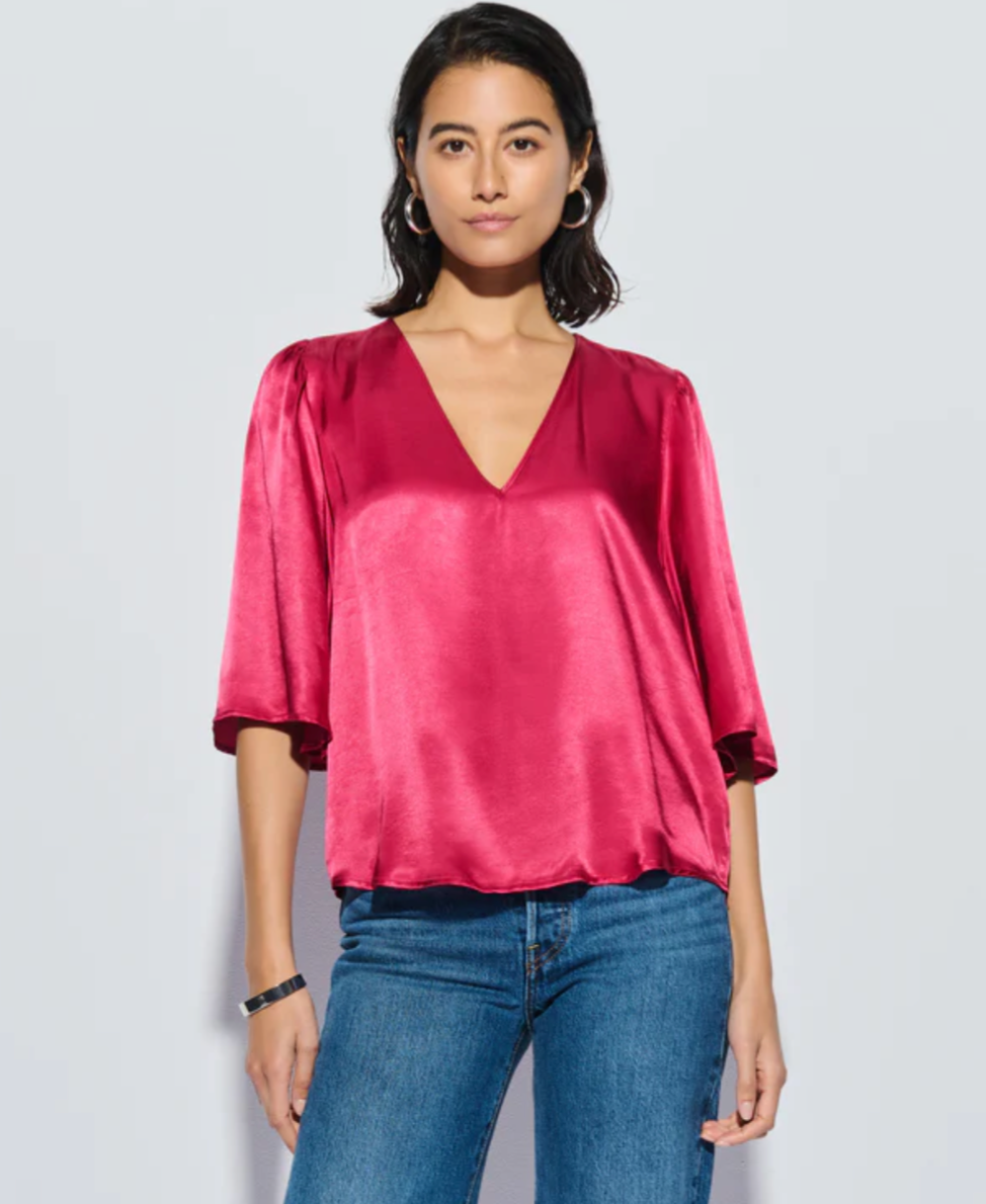 MEL V-NECK TOP - RASPBERRY JAM-NATION-FLOW by nicole