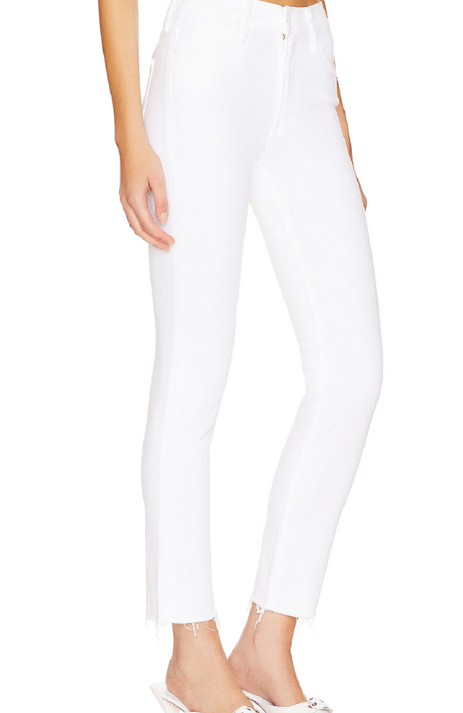デニム・ジーパン Mother White Cotton The Mid Rise Dazzler Ankle Fray Jeans Women's The Mid Rise Dazzler Ankle Fairest of Them All
