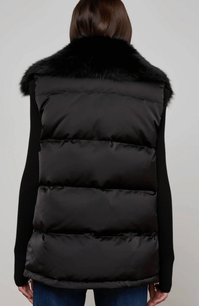 NALO FAUX FUR PUFFER VEST in BLACK-L'AGENCE-FLOW by nicole