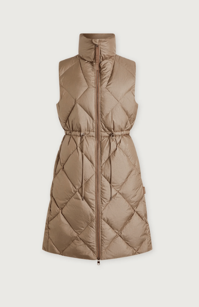NAVINE LONG DOWN GILET in PORTABELLA-Varley-FLOW by nicole