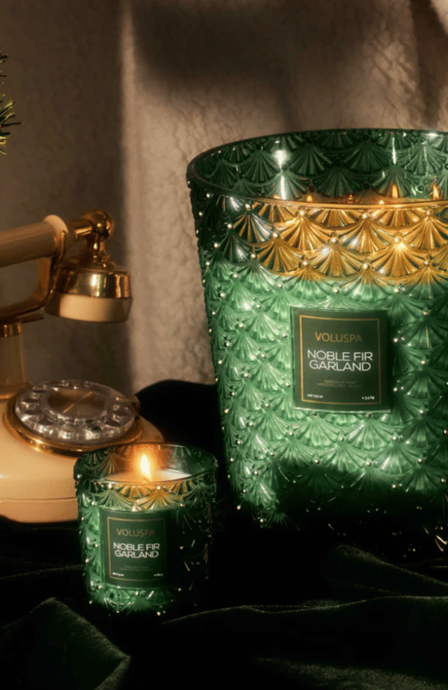 NOBLE FIR GARLAND 5 WICK HEARTH CANDLE-VOLUSPA-FLOW by nicole
