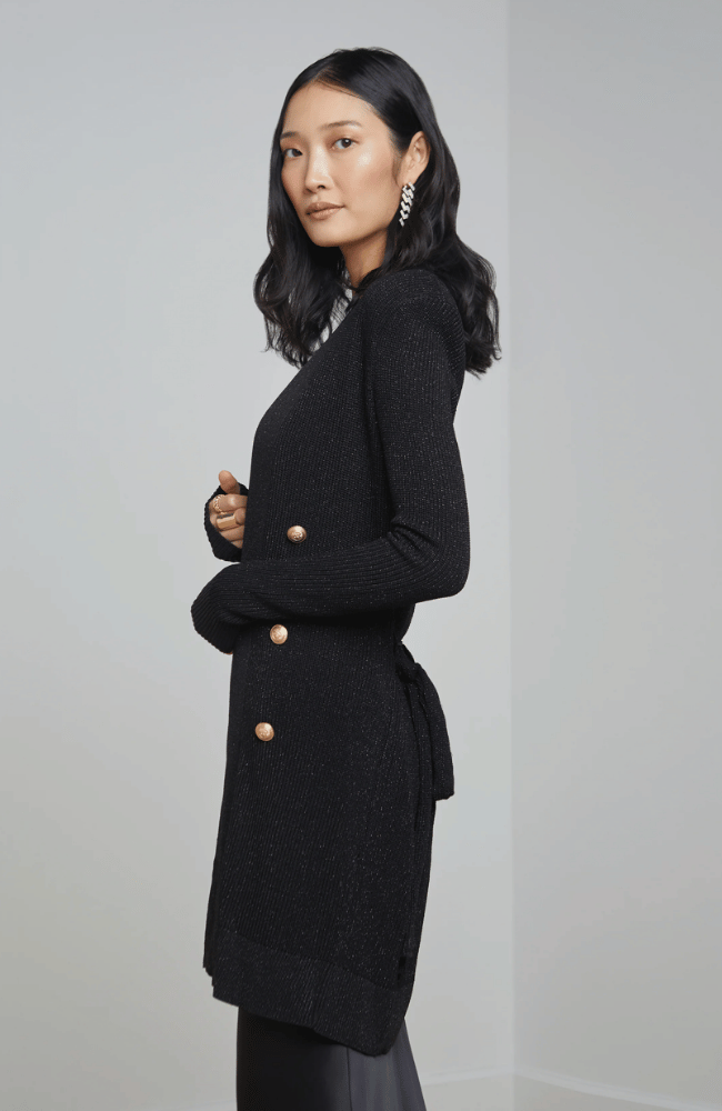 NOE DOUBLE BREASTED CARDIGAN in NOIR-L'AGENCE-FLOW by nicole