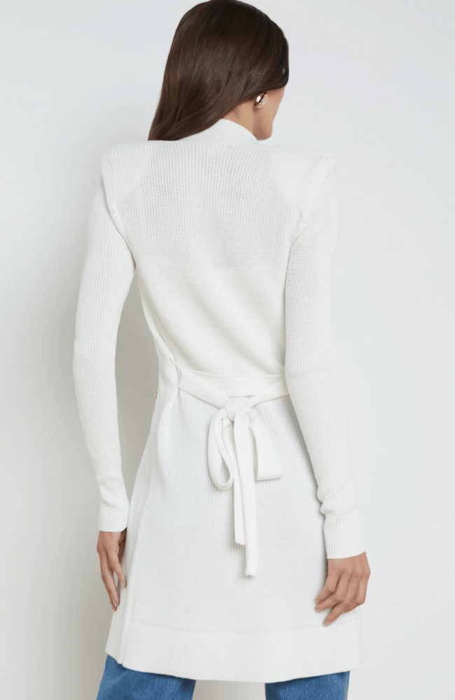NOE DOUBLE BREASTED CARDIGAN in WHITE-L&#39;AGENCE-FLOW by nicole
