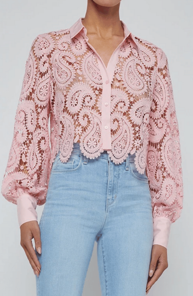 ODELIA CROP BUTTONDOWN in BLUSH-L'AGENCE-FLOW by nicole