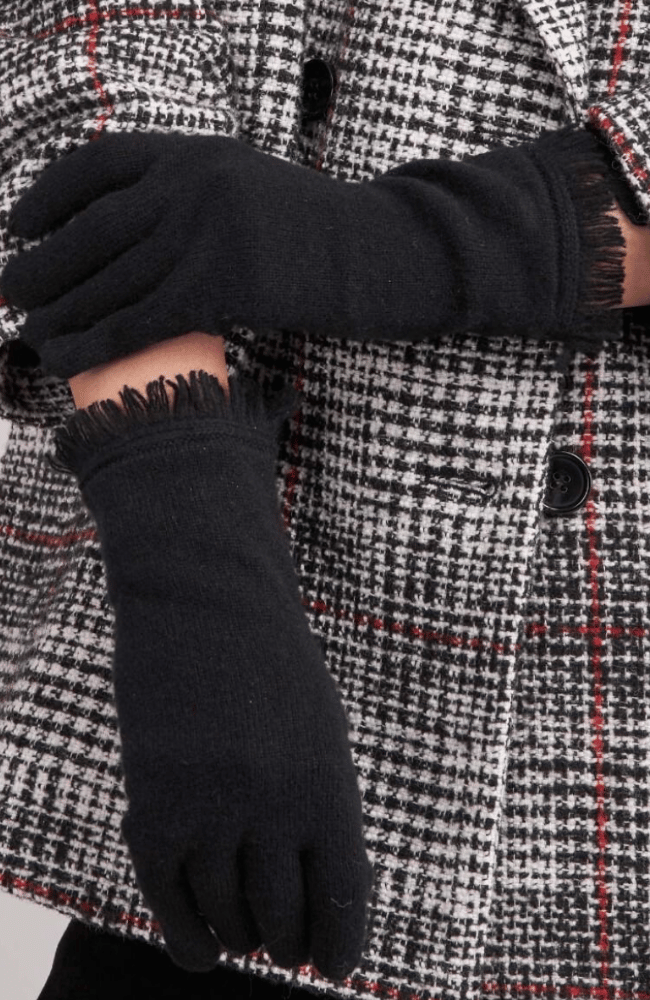 ORGANIC CASHMERE GLOVES in BLACK-REPEAT-FLOW by nicole