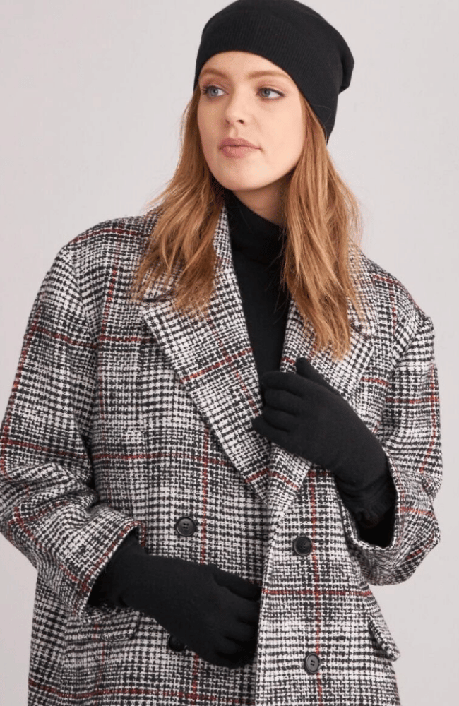 ORGANIC CASHMERE GLOVES in BLACK-REPEAT-FLOW by nicole