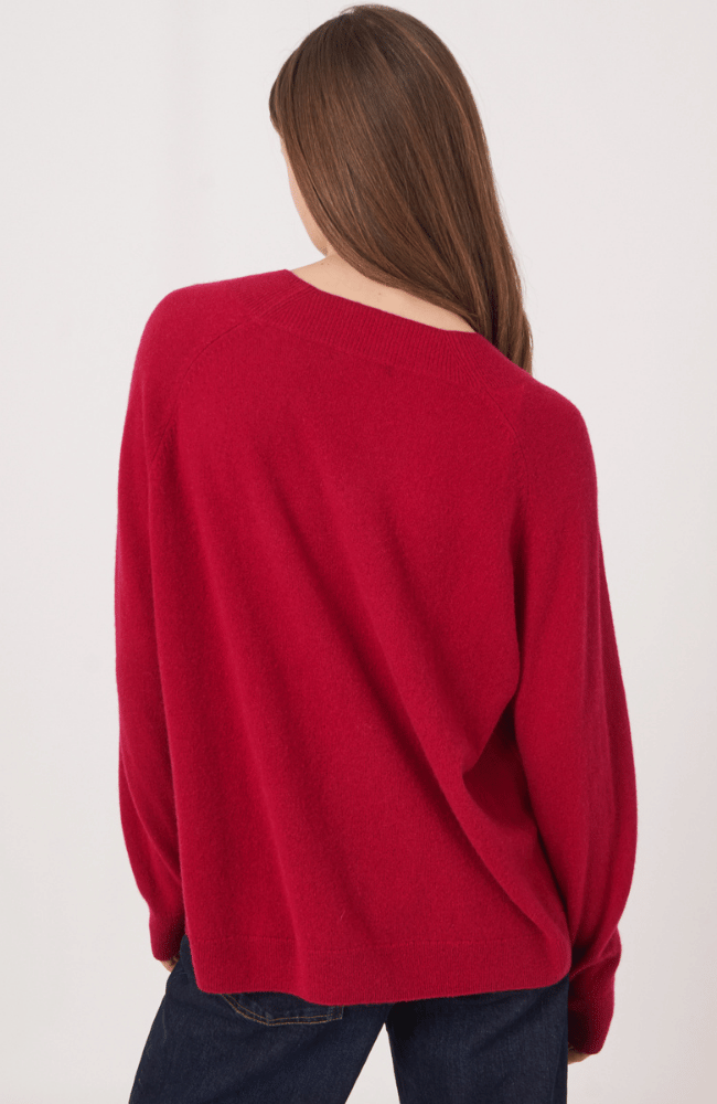 ORGANIC CASHMERE KNITTED PULLOVER in RUBY-REPEAT-FLOW by nicole