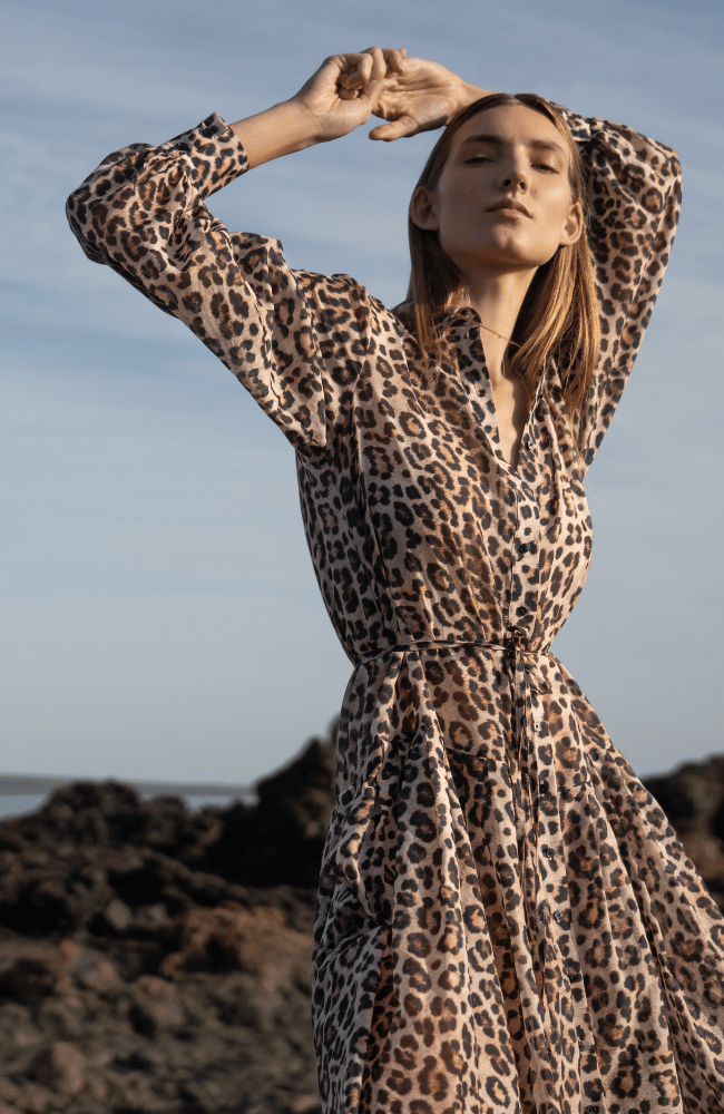 PEBBLES LONG SLEEVE DRESS in MULTI BROWN-EMANOU-FLOW by nicole