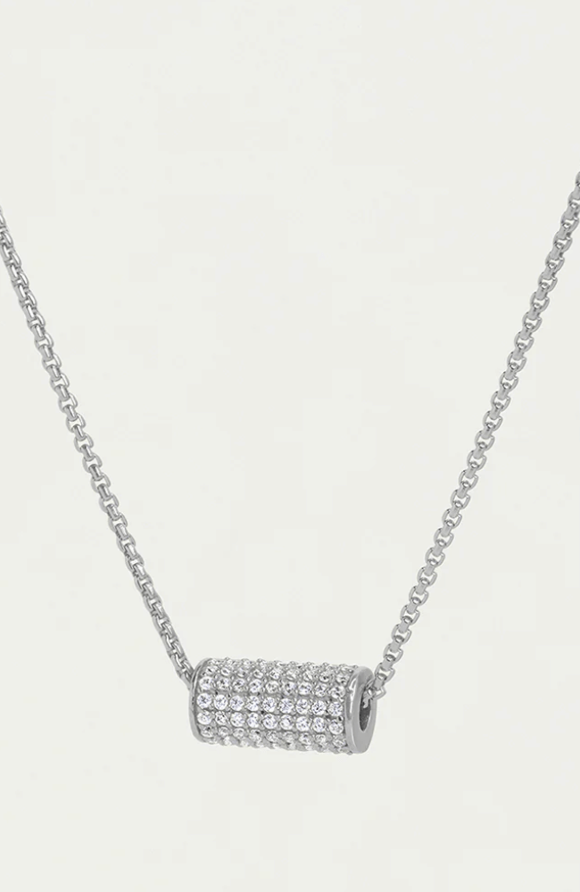 PETIT PAVE MINI TUBE NECKLACE in SILVER-DEAN DAVIDSON-FLOW by nicole