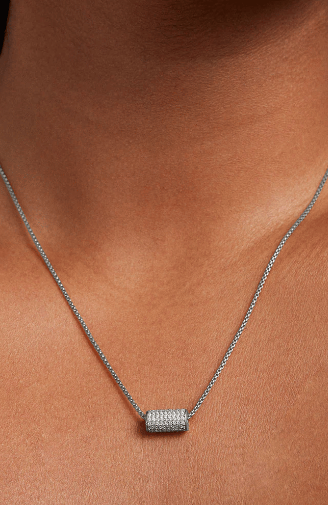 PETIT PAVE MINI TUBE NECKLACE in SILVER-DEAN DAVIDSON-FLOW by nicole