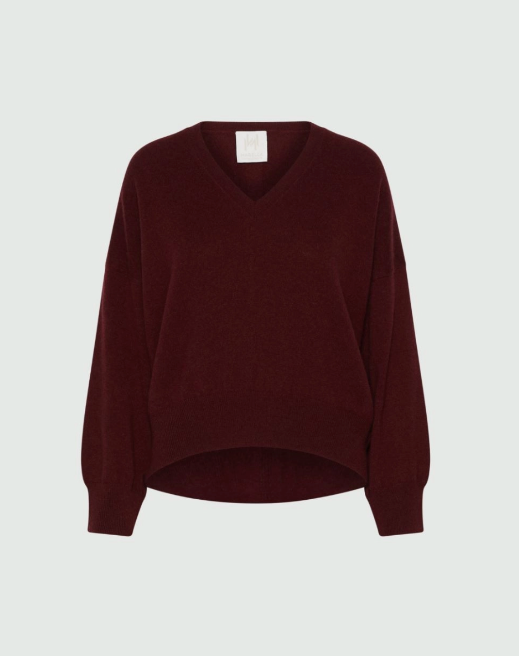 PURE CASHMERE V NECK SWEATER in BORDEAUX-MARELLA by MAX MARA-FLOW by nicole