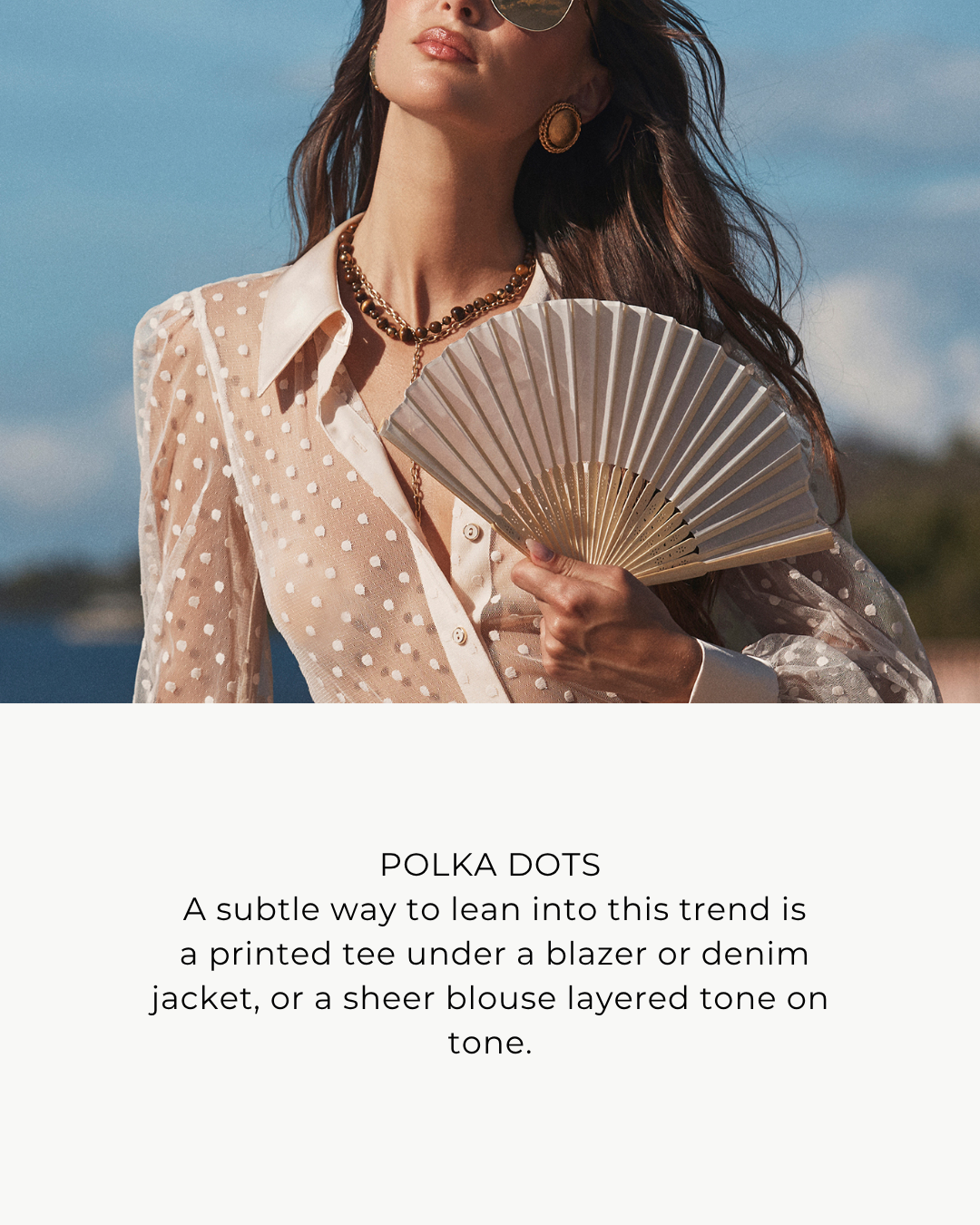 Polka Dot trend. Subtle ways to lean into this trend with a blouse or under a denim jacket