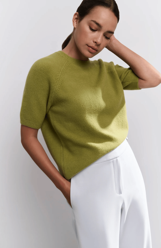 RAGLAN SHORT SLEEVE SWEATER in OLIVE-YAYA-FLOW by nicole