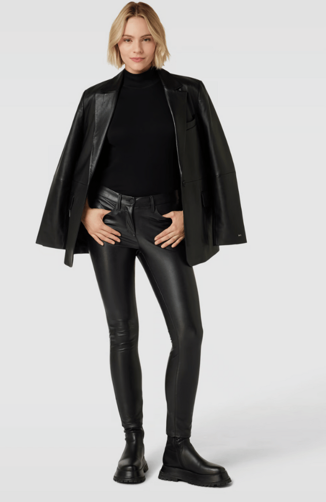 RAY 5 POCKET FAUX LEATHER PANT in BLACK-CAMBIO-FLOW by nicole