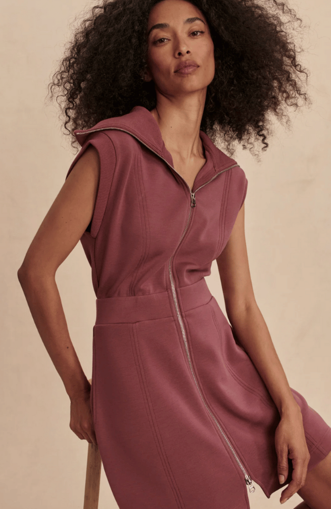 REBECCA ZIP THROUGH DRESS in RHUBARB-Varley-FLOW by nicole