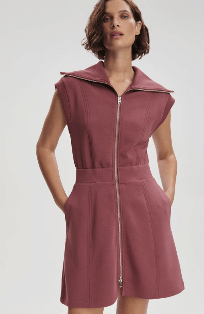 REBECCA ZIP THROUGH DRESS in RHUBARB-Varley-FLOW by nicole