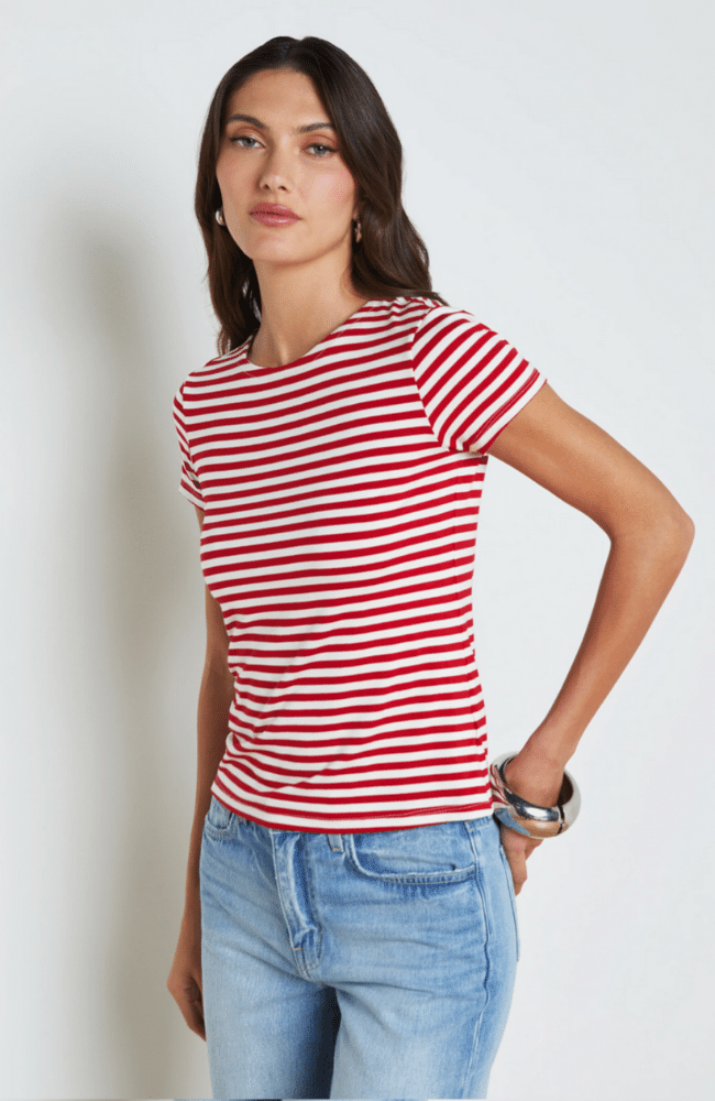 RESSI CREW NK. S.S RED &amp; WHITE STRIPE-L&#39;AGENCE-FLOW by nicole