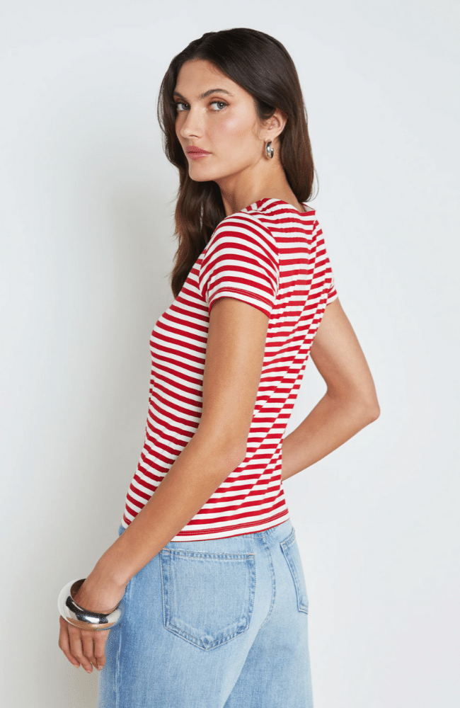 RESSI CREW NK. S.S RED &amp; WHITE STRIPE-L&#39;AGENCE-FLOW by nicole