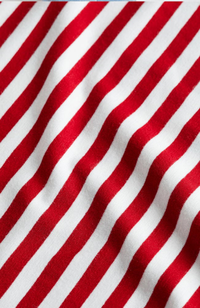 RESSI FITTED CREWNECK TEE in RED/WHITE STRIPE-L&#39; AGENCE-FLOW by nicole