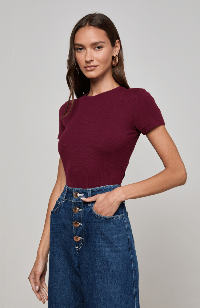 RESSI FITTED TEE in DARK PORT-L'AGENCE-FLOW by nicole