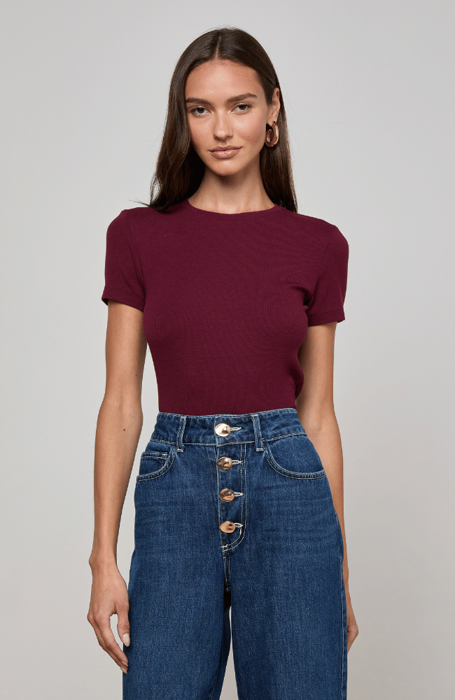 RESSI FITTED TEE in DARK PORT-L'AGENCE-FLOW by nicole
