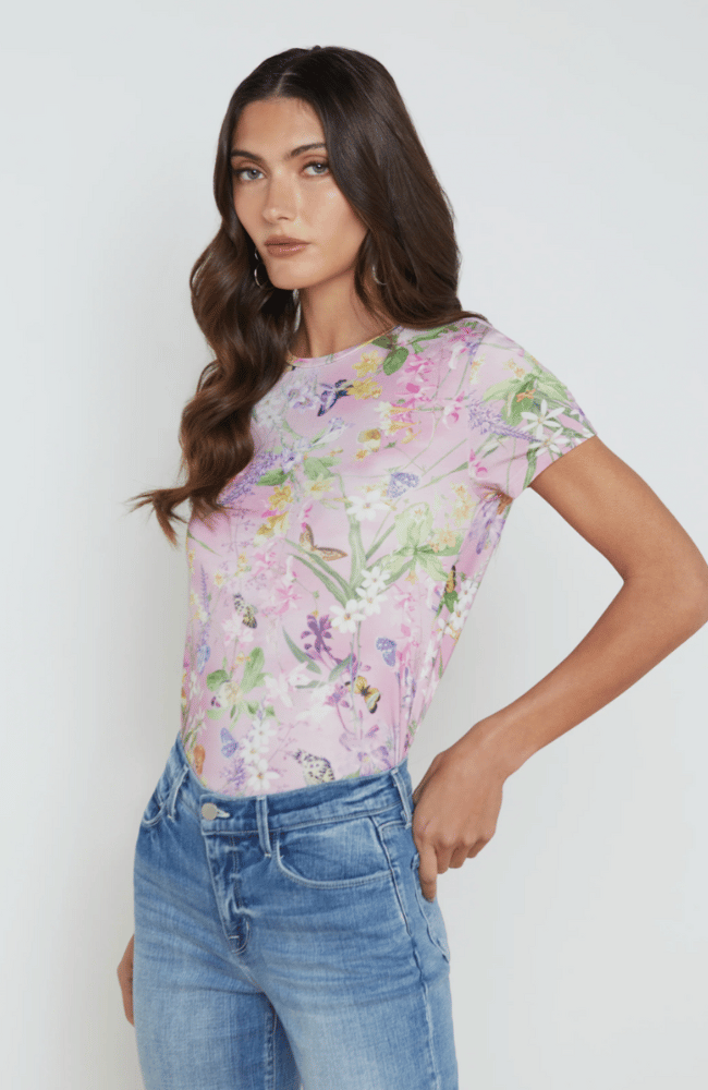 RESSI TEE in LILAC SNOW BOTANICAL BUTTERFLY-L' AGENCE-FLOW by nicole