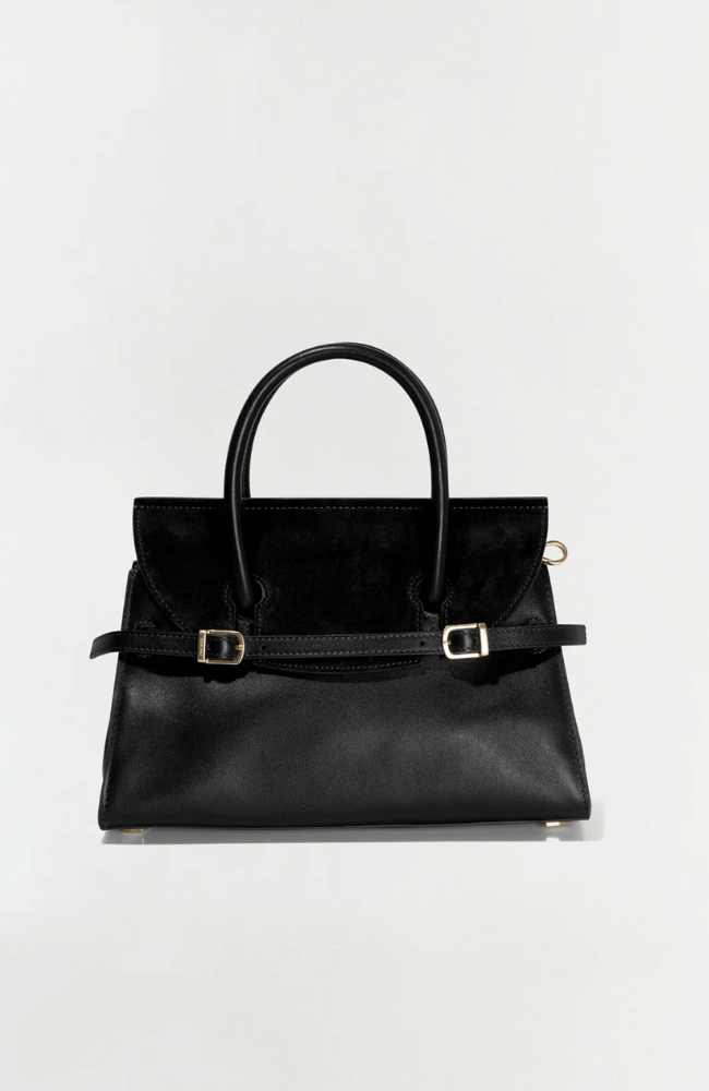 RIVER MINI SUEDE HANDBAG in BLACK-SIMKHAI-FLOW by nicole