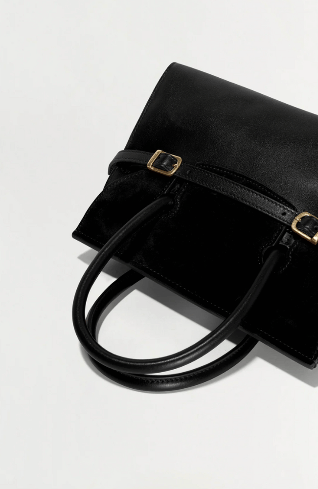 RIVER MINI SUEDE HANDBAG in BLACK-SIMKHAI-FLOW by nicole