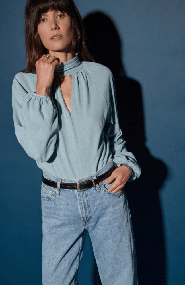 ROSALIE KEYHOLE BLOUSE in SEA FROST-NATION-FLOW by nicole