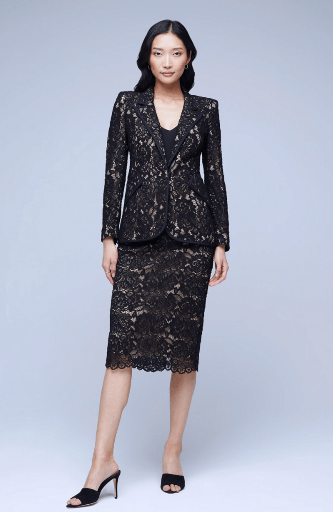 ROYAL PENCIL SKIRT BLACK LACE-L&#39; AGENCE-FLOW by nicole