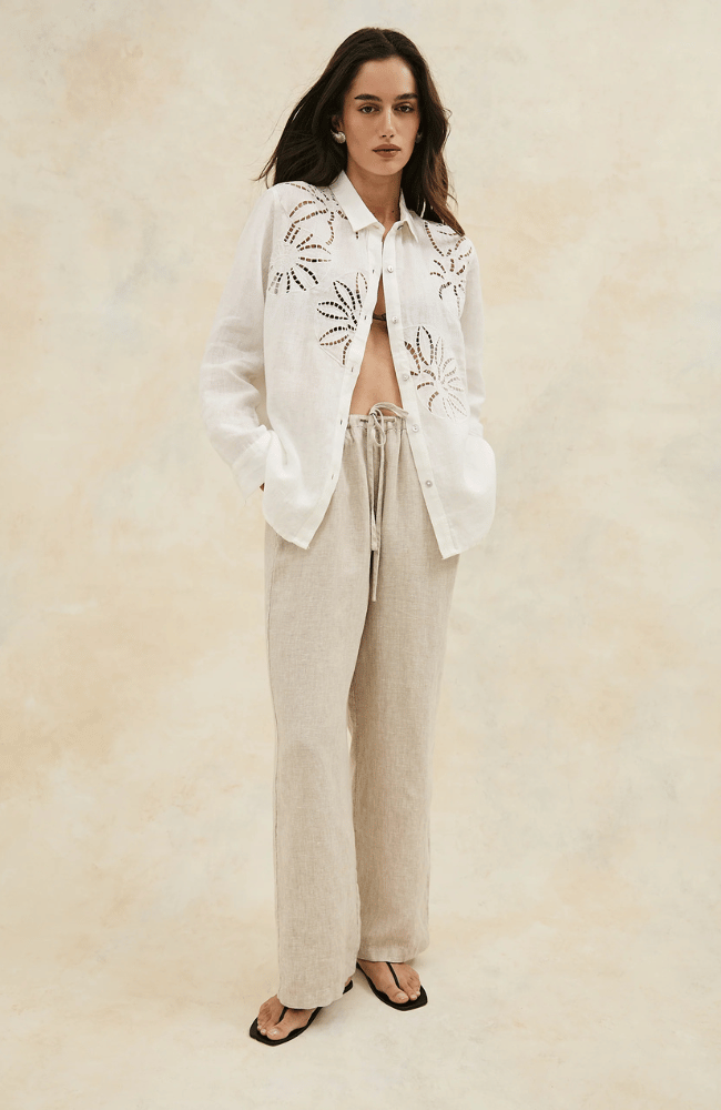 SAMAR BLOUSE in WHITE-RAILS-FLOW by nicole