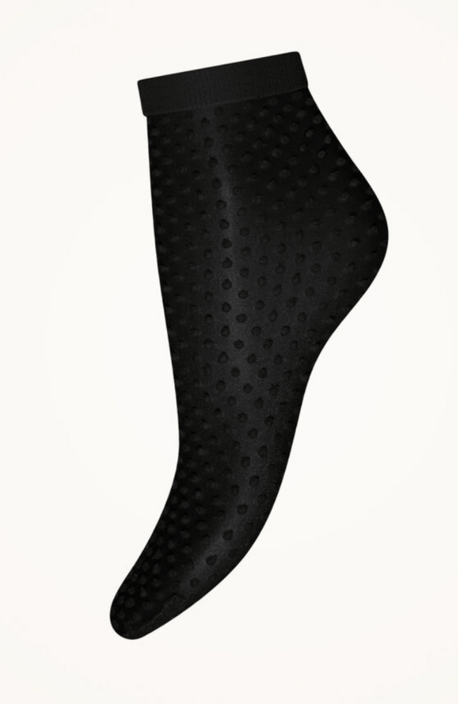 SATIN TOUCH DOTS SOCKS BLACK-WOLFORD-FLOW by nicole